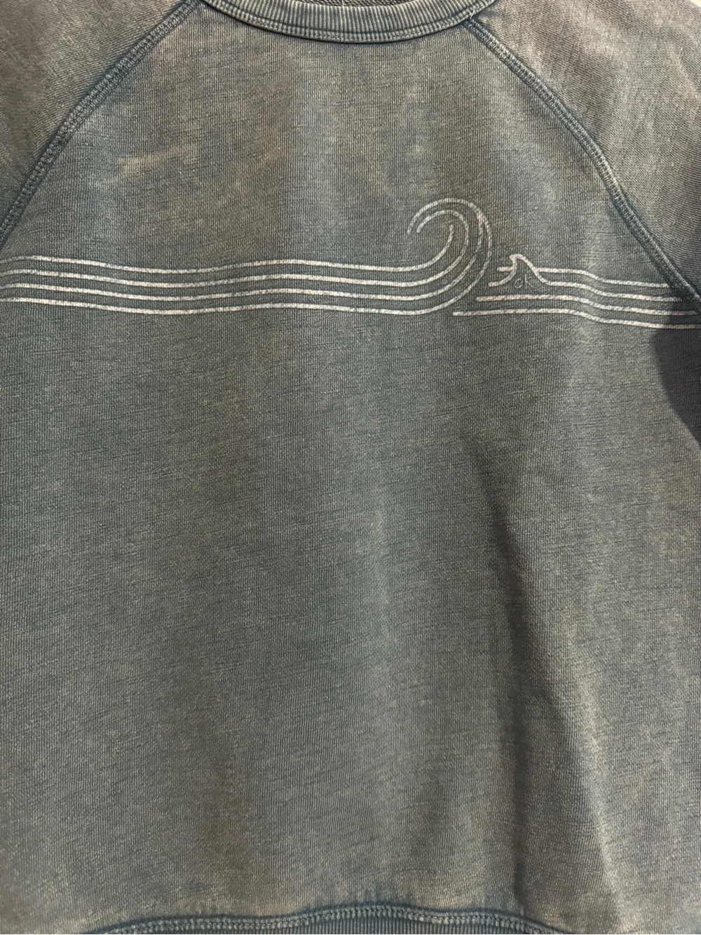 Kids Washed Teal Wave Graphic Crewneck Sweatshirt